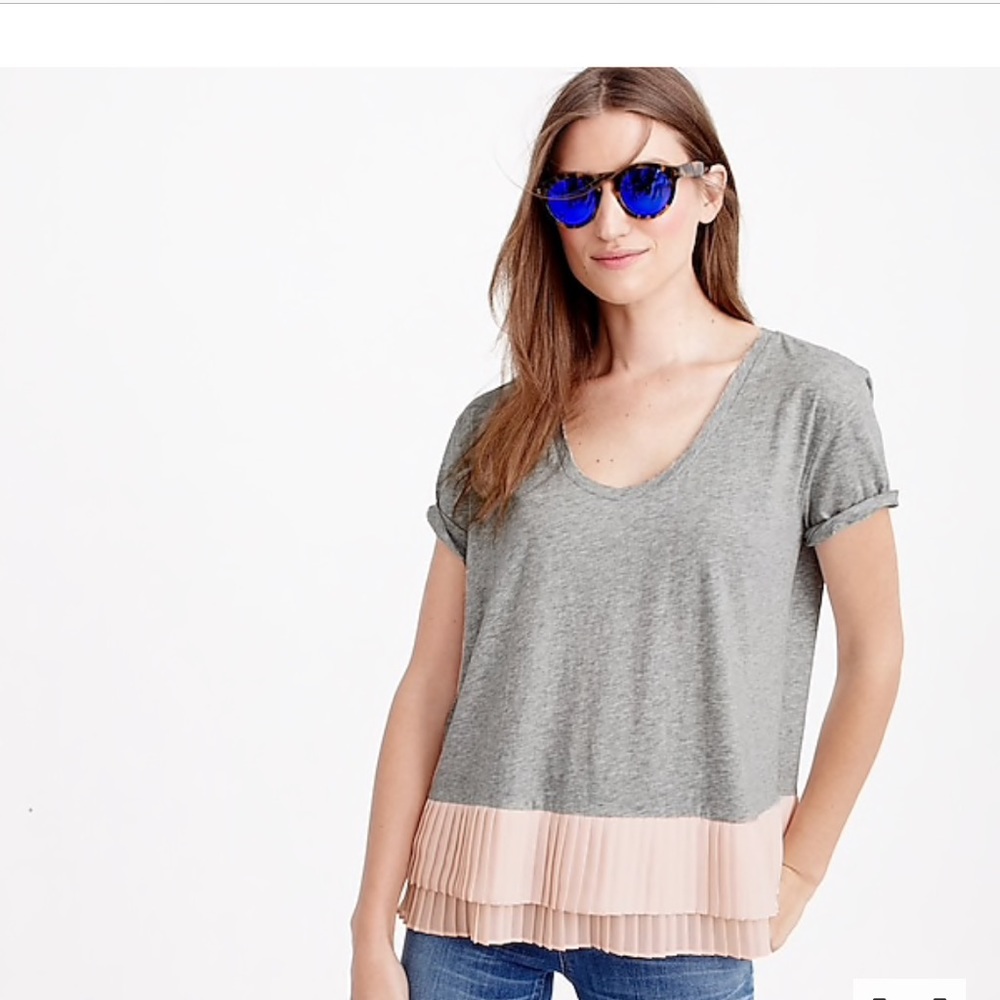 NWOT J crew Pleated chiffon-hem T-shirt size S